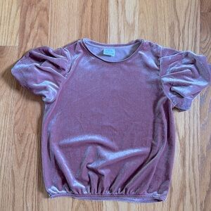 Zara velour short sleeve blouse